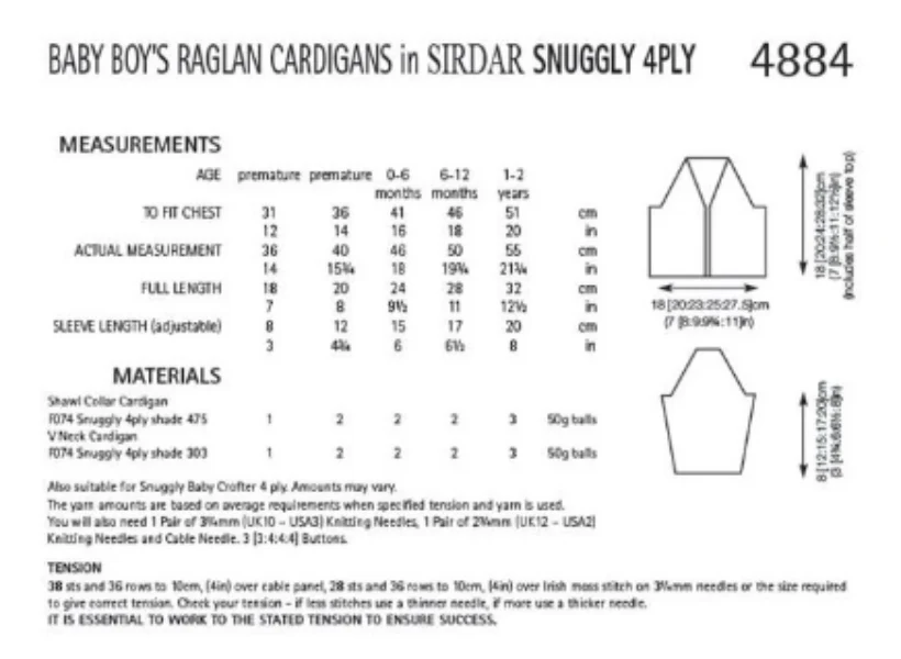 Baby Boy's Raglan Cardigans - Sirdar 4884 - Image 2