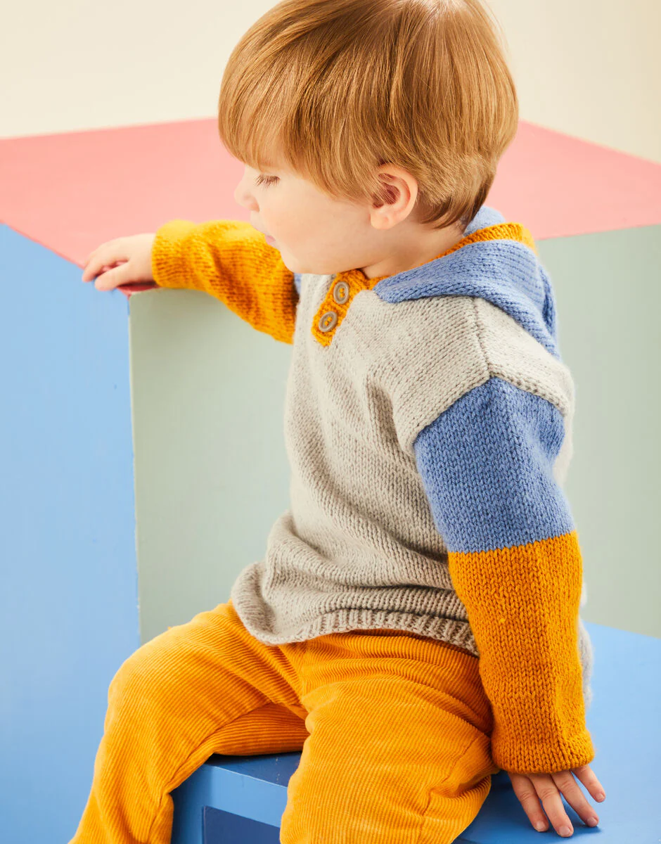 Baby Colour Block Hoodie in Snuggly DK - Sirdar 5489 - Image 3