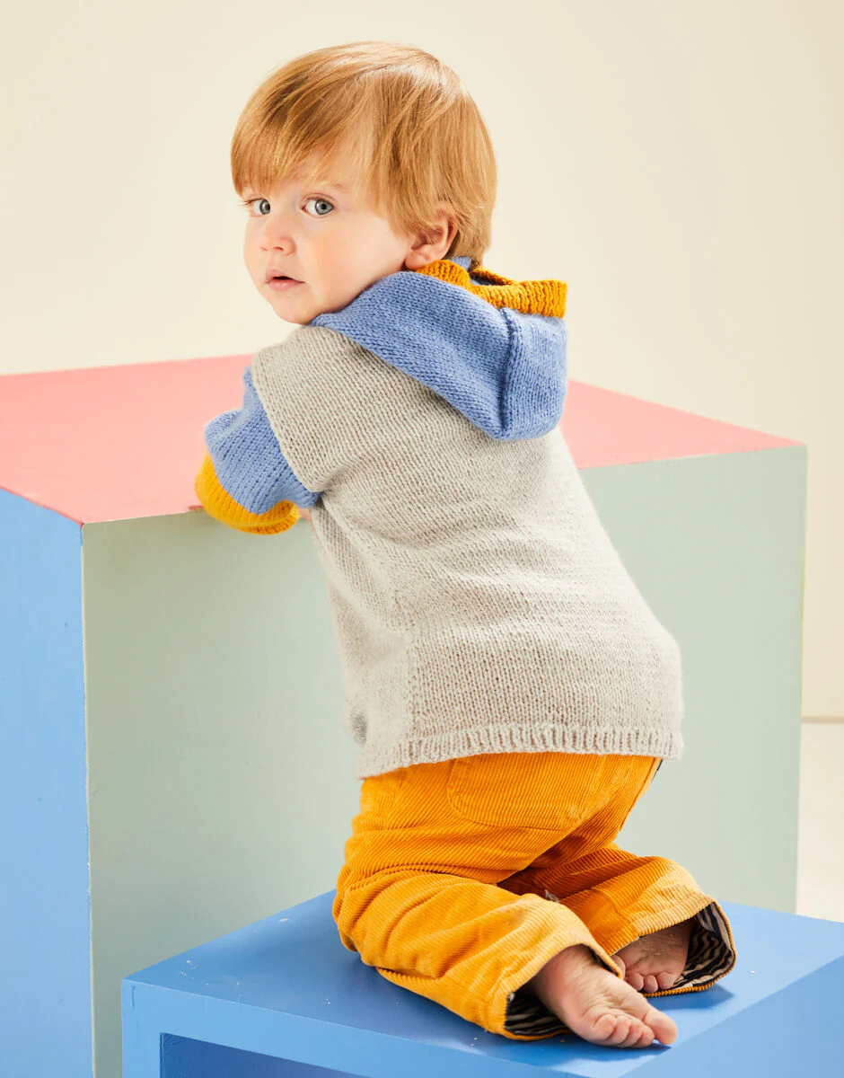 Baby Colour Block Hoodie in Snuggly DK - Sirdar 5489 - Image 4