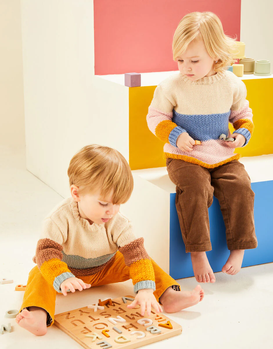 Baby Colour Block Sweater in Snuggly DK - Sirdar 5487 - Image 2