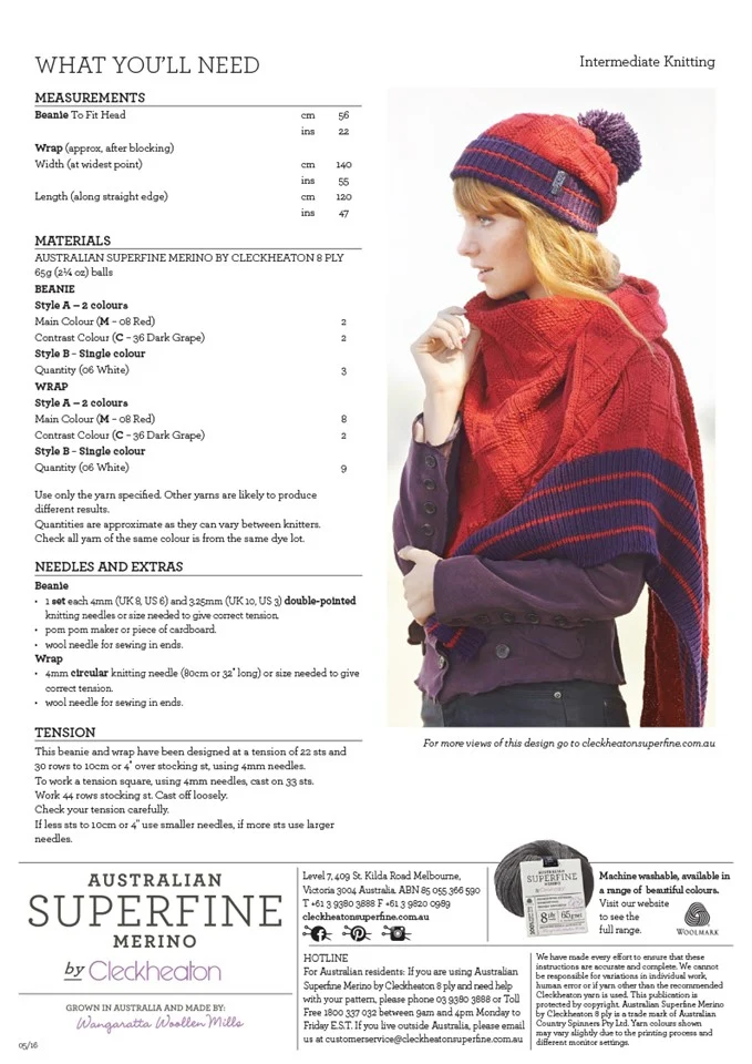 Check Stitch Beanie & Wrap - Superfine Merino 452 - Image 5