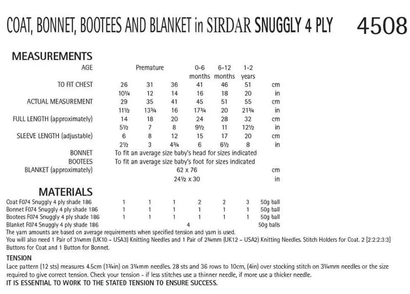 Coat, Bonnet, Bootees and Blanket - Sirdar 4508 - Image 2