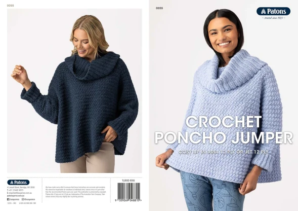 Crochet Poncho Jumper - Patons 0055 - Image 2