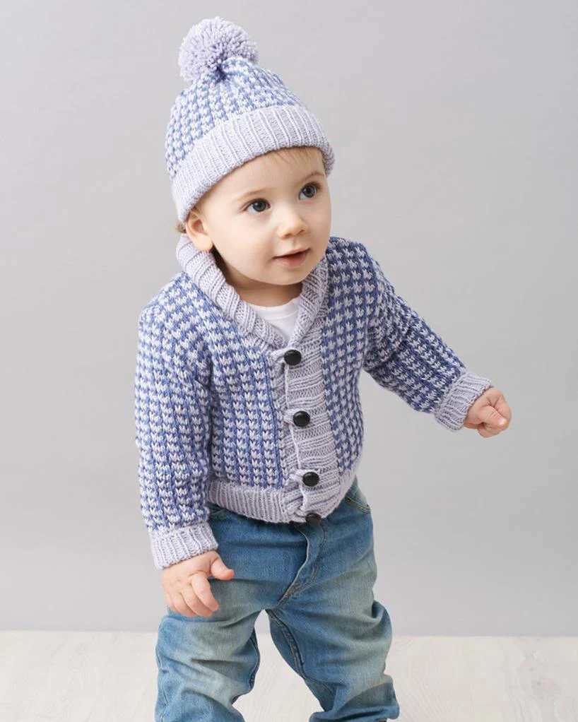 Houndstooth Cardi & Beanie - Superfine Merino 456 - Image 3