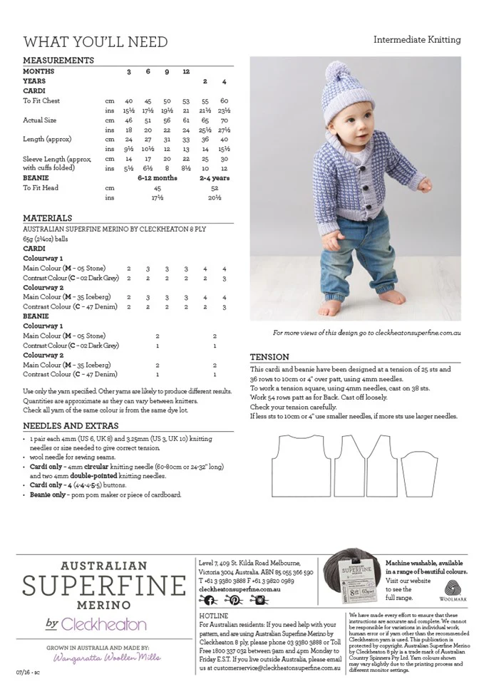 Houndstooth Cardi & Beanie - Superfine Merino 456 - Image 5