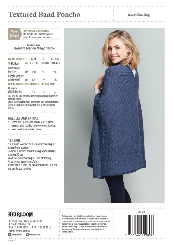 Textured Band Poncho - Heirloom Pattern 004 - Image 3