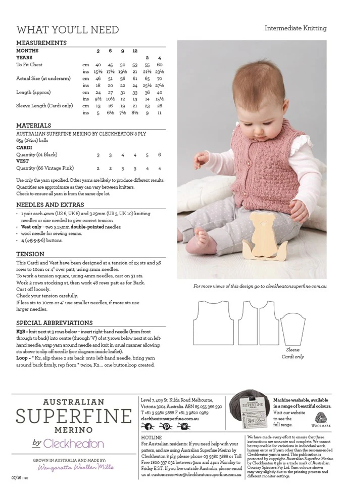 Tiny Bow Cardi & Vest - Superfine Merino 455 - Image 5