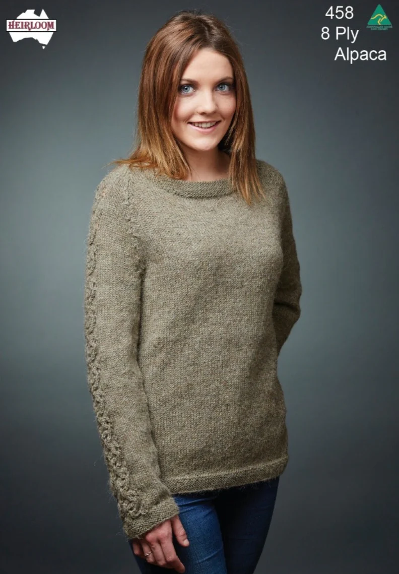 Ladies Jumper with Lace Panel Sleeve - Heirloom Pattern 458